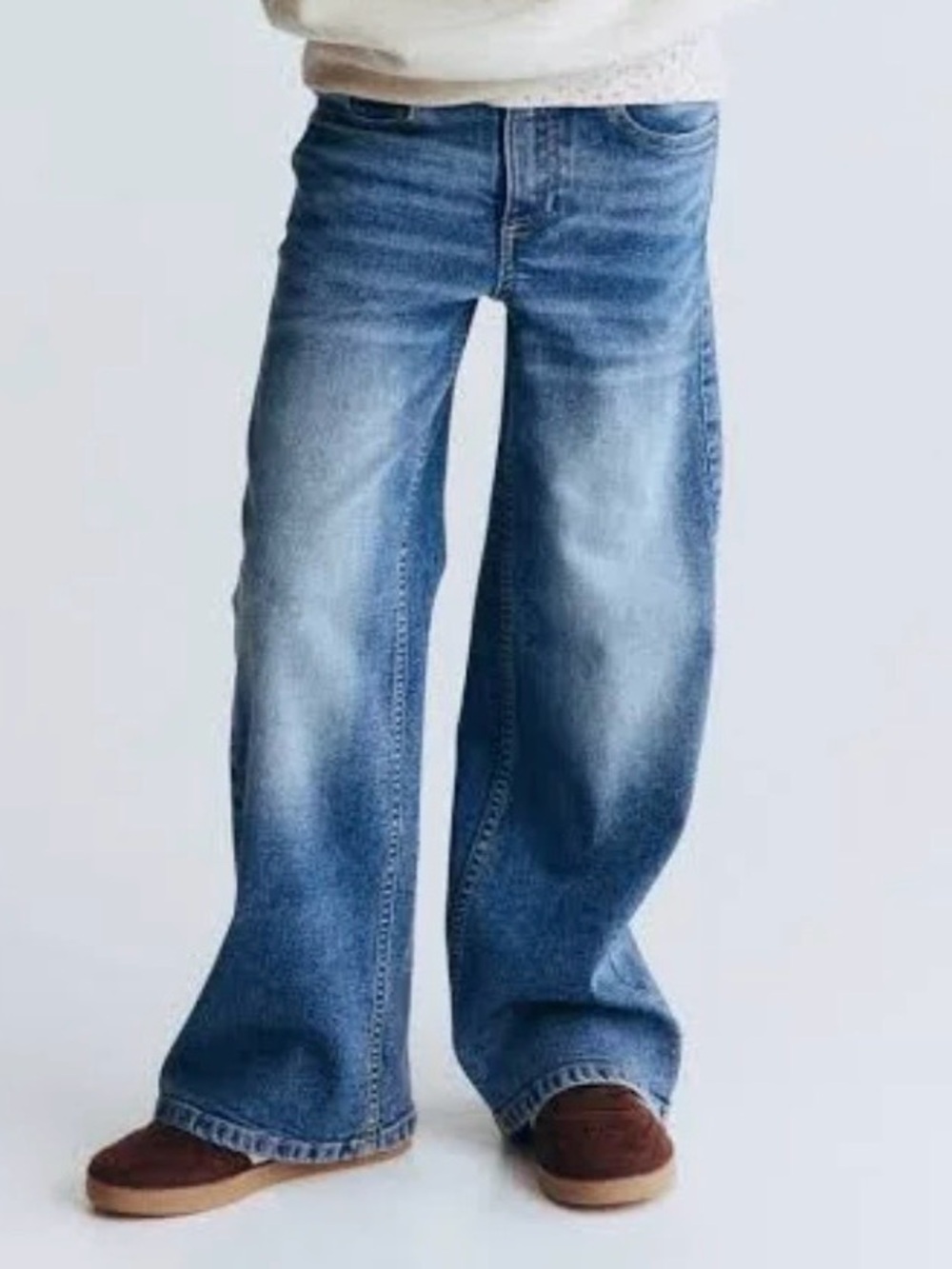 H&M Girls Light Blue Wide Leg High Waist Jeans Sz 10